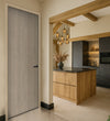 Beige Grey Lorenzo Oak Egger laminate door in a modern kitchen interior