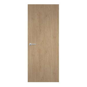Natural Kendal Oak Egger laminate door linear oak structure with cut florets, front view