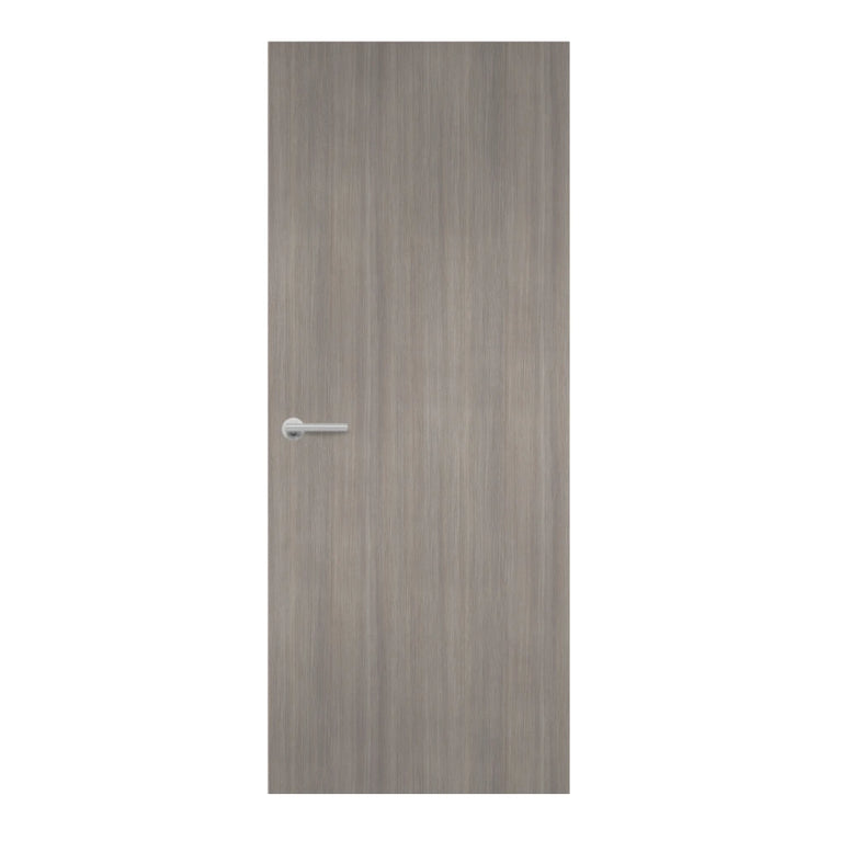 Medium Grey Fineline Egger laminate door in warm taupe-grey tone, front view