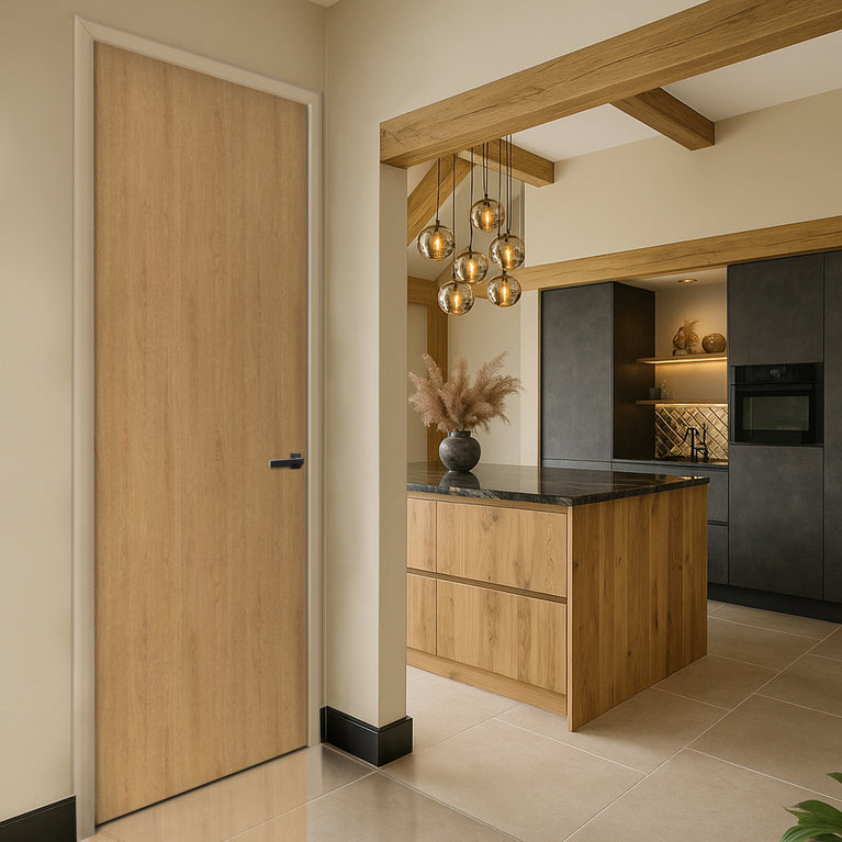 Natural Corbridge Oak Egger laminate door in a modern kitchen interior