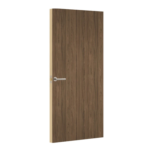 Natural Carini Walnut Egger laminate door, angled view showing edge lippings 