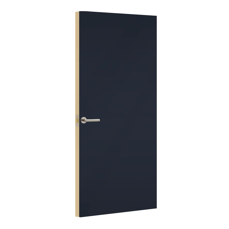 Indigo Blue Egger laminate door, angled view showing edge lippings 