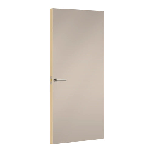 Cashmere Grey Egger laminate door, angled view showing edge lippings 