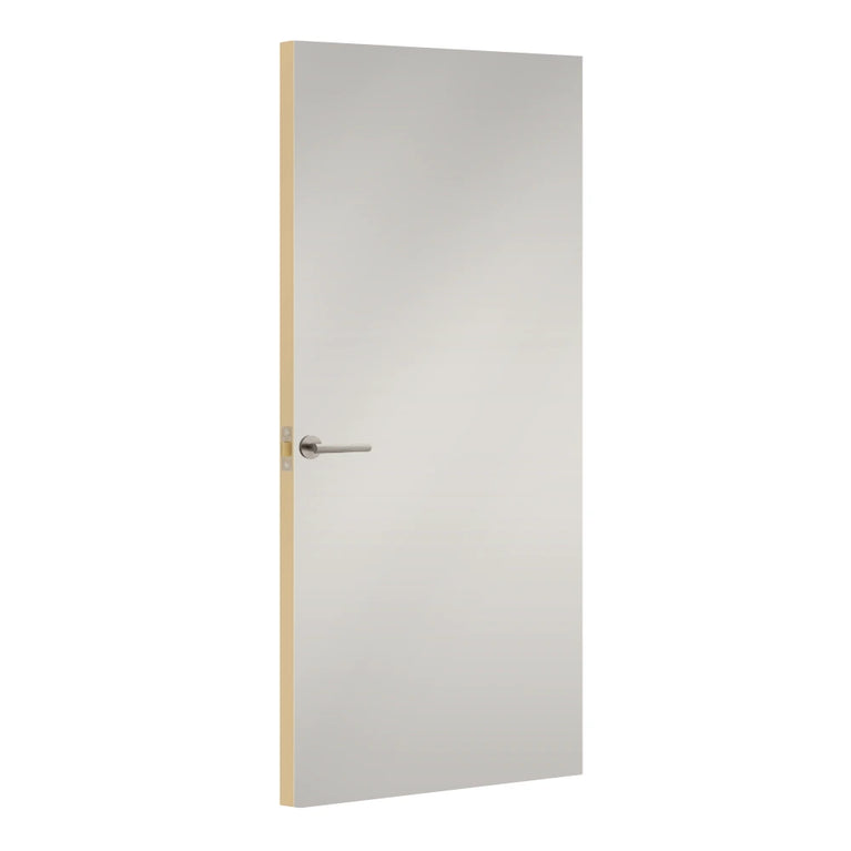 Silk Grey Egger laminate door, angled view showing edge lippings 