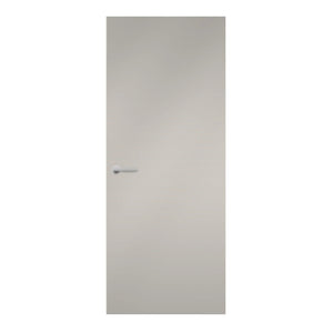 Light Grey Egger laminate door in universal neutral grey tone, front view
