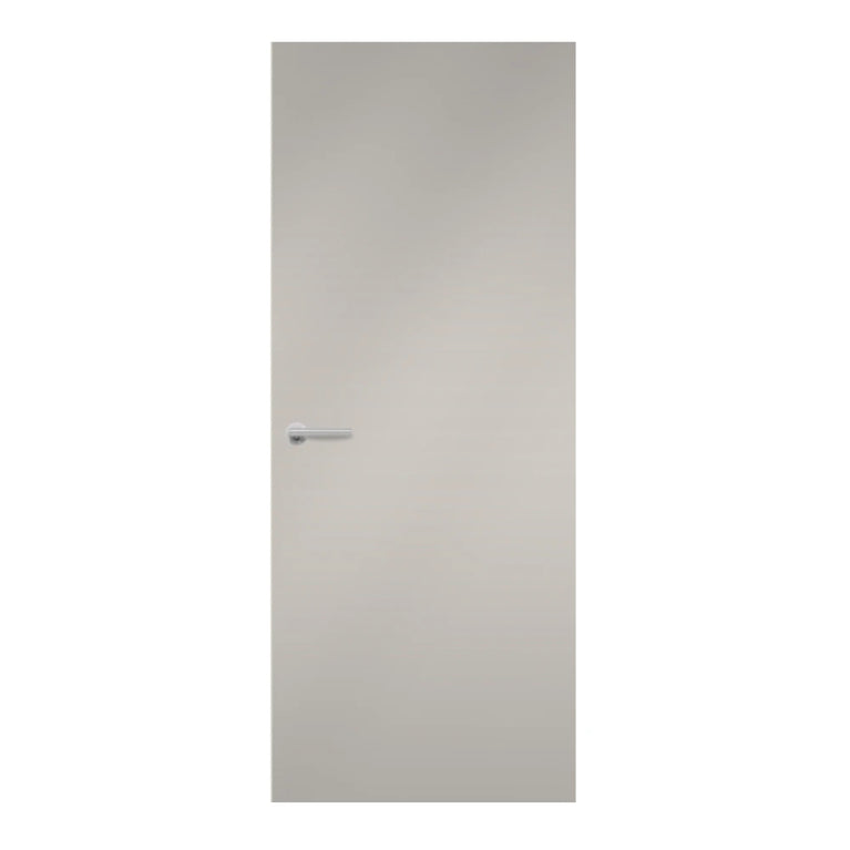 Light Grey Egger laminate door in universal neutral grey tone, front view
