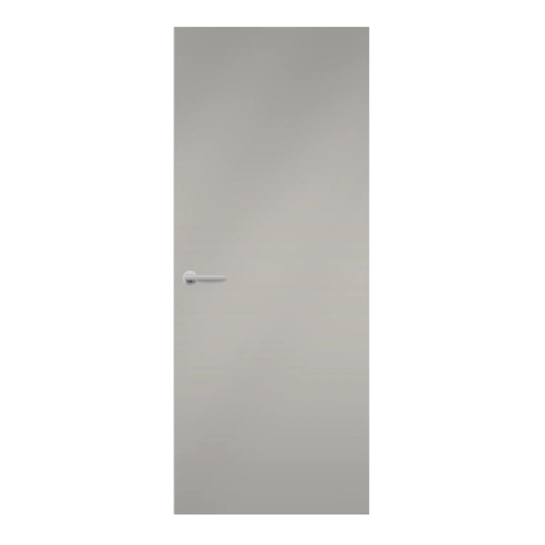 Pearl Grey Egger laminate door in a cool-toned neutral grey, front view 