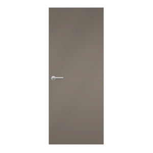 Cubanit Grey Egger laminate door in medium taupe shade, front view