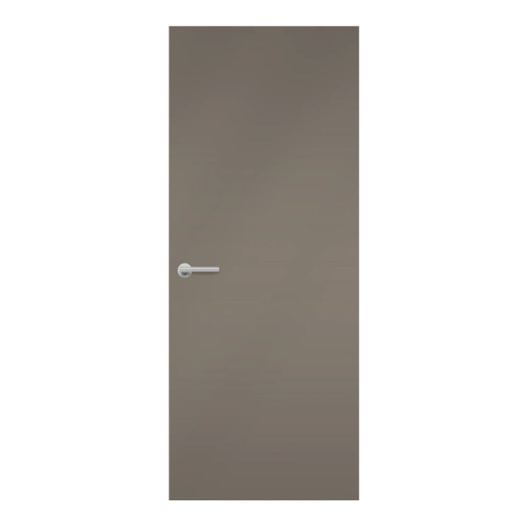 Cubanit Grey Egger laminate door in medium taupe shade, front view