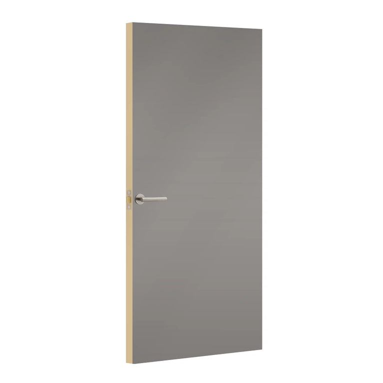 Arctic Grey Egger laminate door, angled view showing edge lippings 