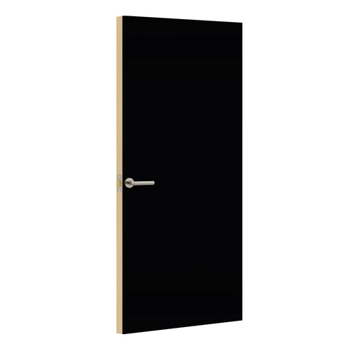 Black Egger laminate door, angled view showing edge lippings 