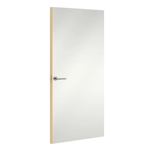 Alpine White Premium Matt Egger laminate door, angled view showing edge lippings 