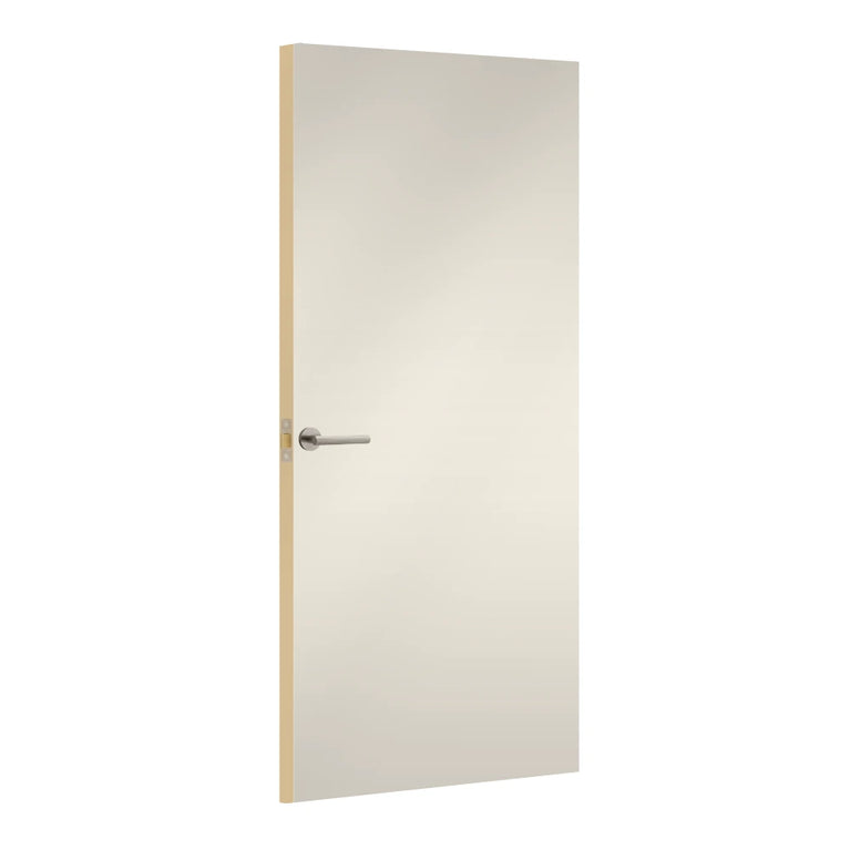 Porcelain White Egger laminate door, angled view showing edge lippings 