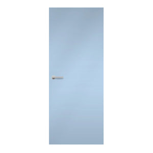 Peaceful Blue Formica laminate door in calming blue tone, front view