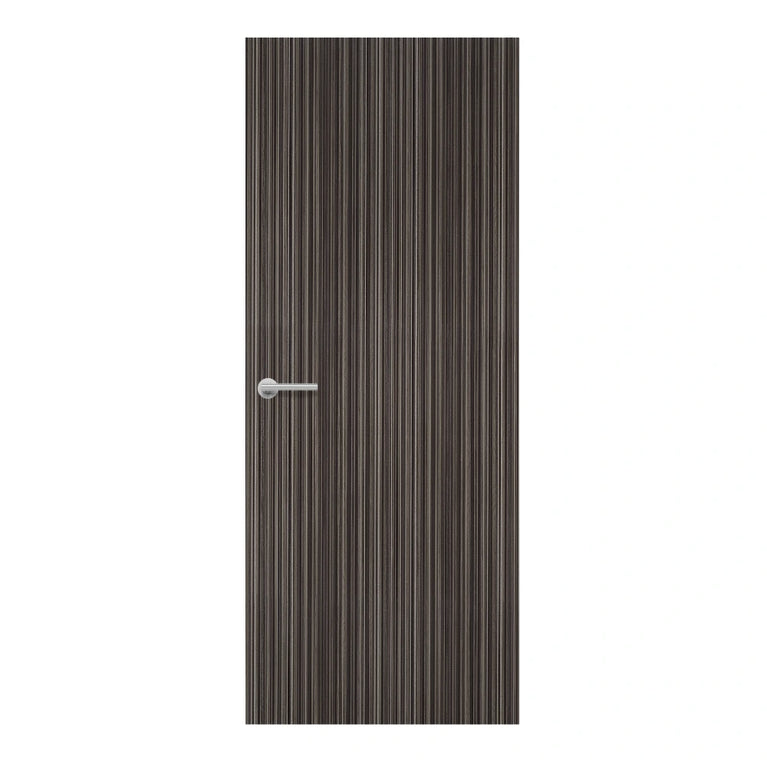 Ebony Ribbonwood Formica laminate door in bold dark woodgrain pattern, front view