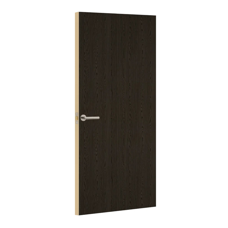 Noir Cedar Formica laminate door, angled view with light edge lippings