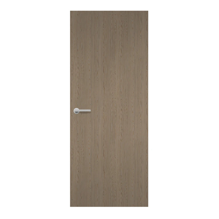 Mocha Cedar Formica laminate door in warm, dark-brown wood, front view