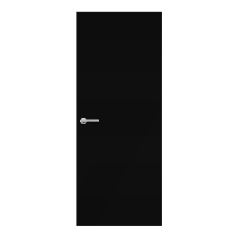 Diamond Black Formica laminate door in deep, solid-black finish, front view