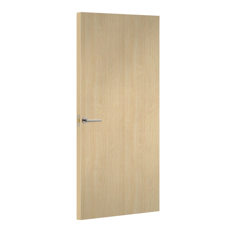 Natural Beech Formica laminate door, angled view with light edge lippings