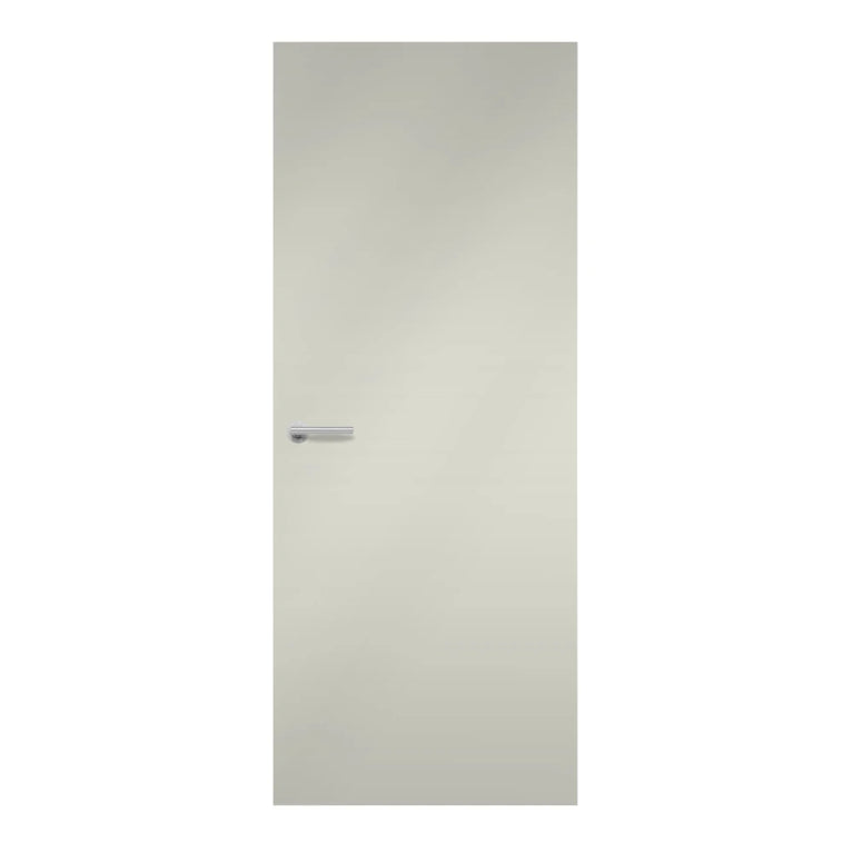 Silver Formica laminate door in sleek, metallic-inspired finish, front view