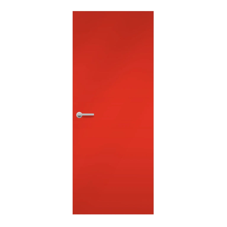 Blaze Red Formica laminate door in striking red color, front view
