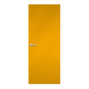 Sun Formica laminate door in warm golden hue, front view