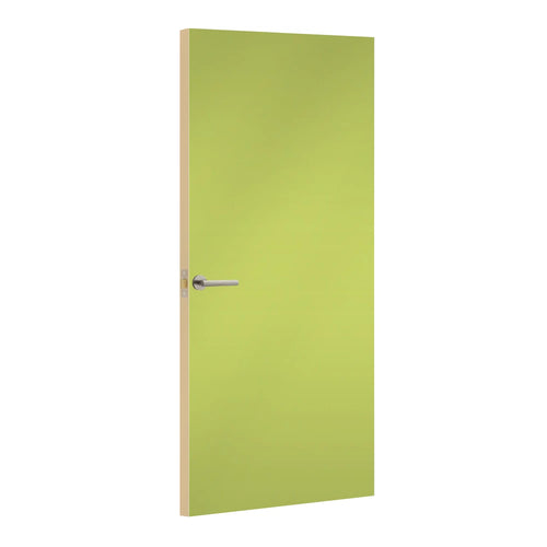 Lime Formica laminate door, angled view with light edge lippings