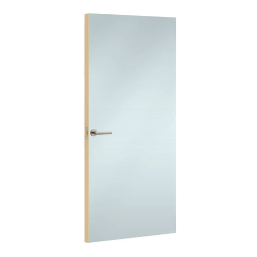 Arctic Blue Formica laminate door, angled view with light edge lippings