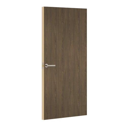 Formal Walnut Formica laminate door, angled view with light edge lippings