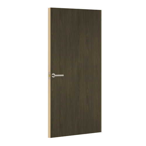 Refined Walnut Formica laminate door, angled view with light edge lippings