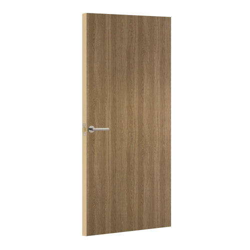 Millennium Oak Formica laminate door, angled view with light edge lippings
