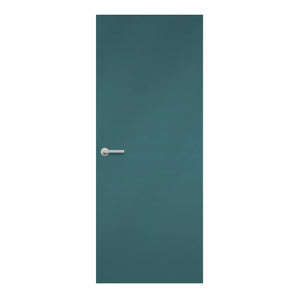Grotto Formica laminate door in deep teal tone, front view