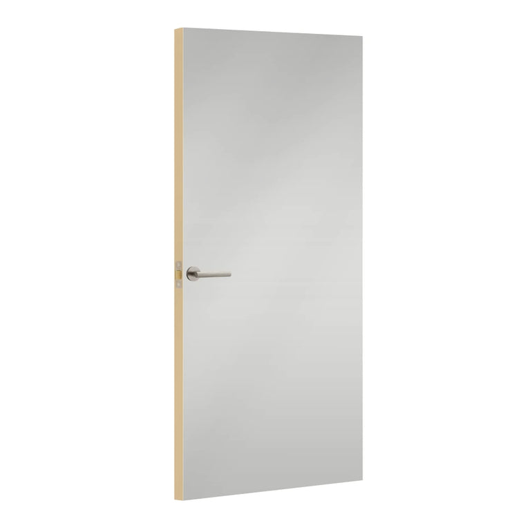 Iron Formica laminate door, angled view with light edge lippings