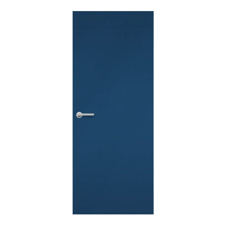 Marine Blue Formica laminate door in marine blue finish, front view