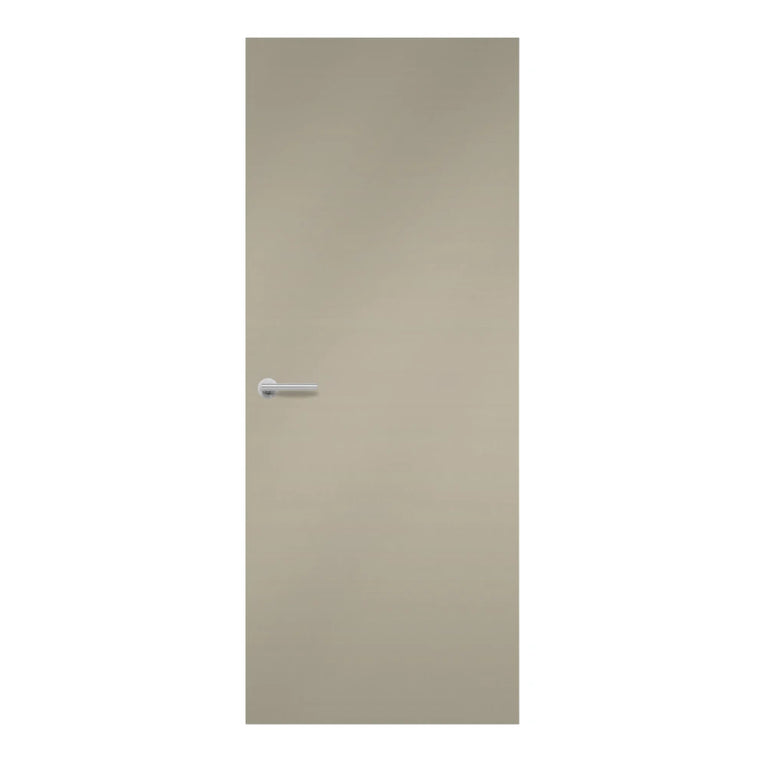 Oyster Grey Formica laminate door in a warm grey-beige tone, front view