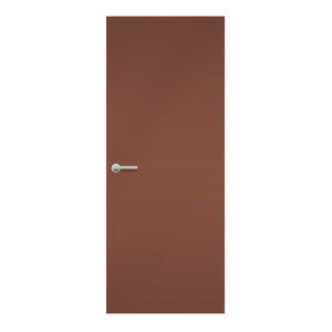 Brick Formica laminate door in a strong, earthy red tone, front view