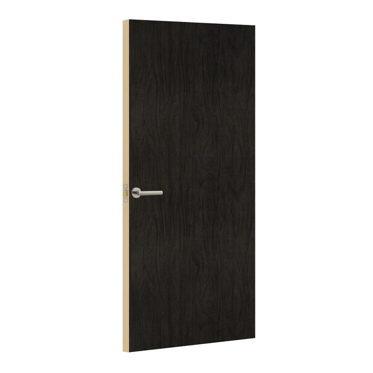 Black Birchply Formica laminate door, angled view with light edge lippings