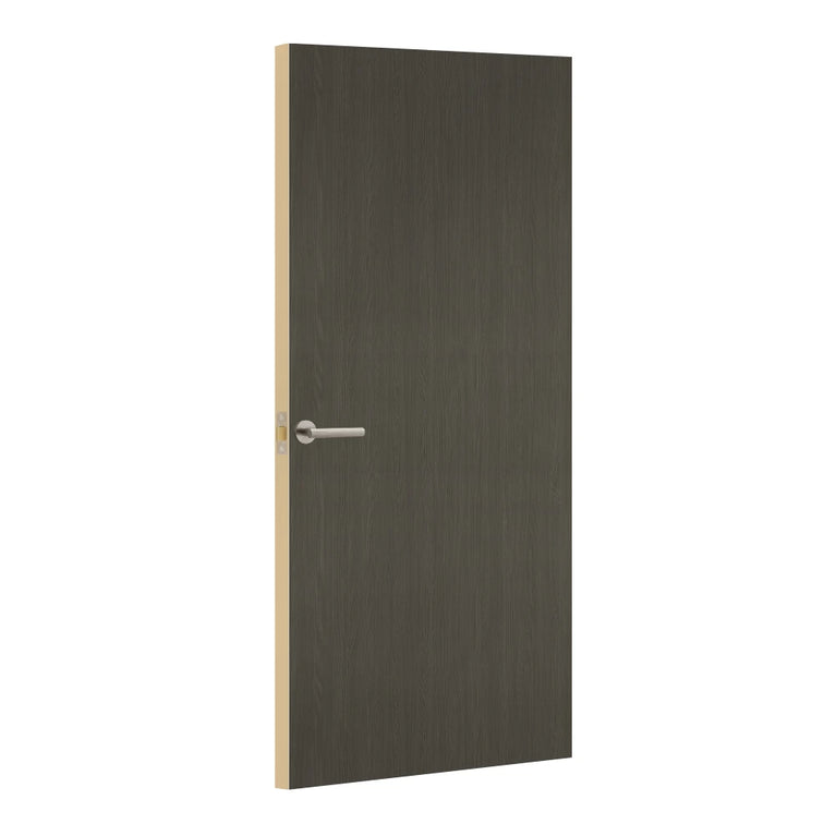 Dark Ash Formica laminate door, angled view with light edge lippings