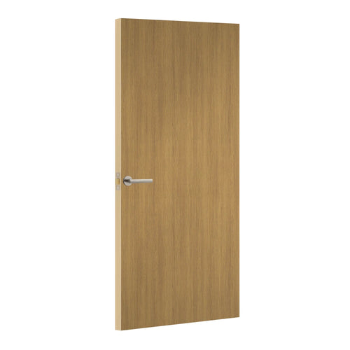 Evergreen Oak Formica laminate door, angled view with light edge lippings