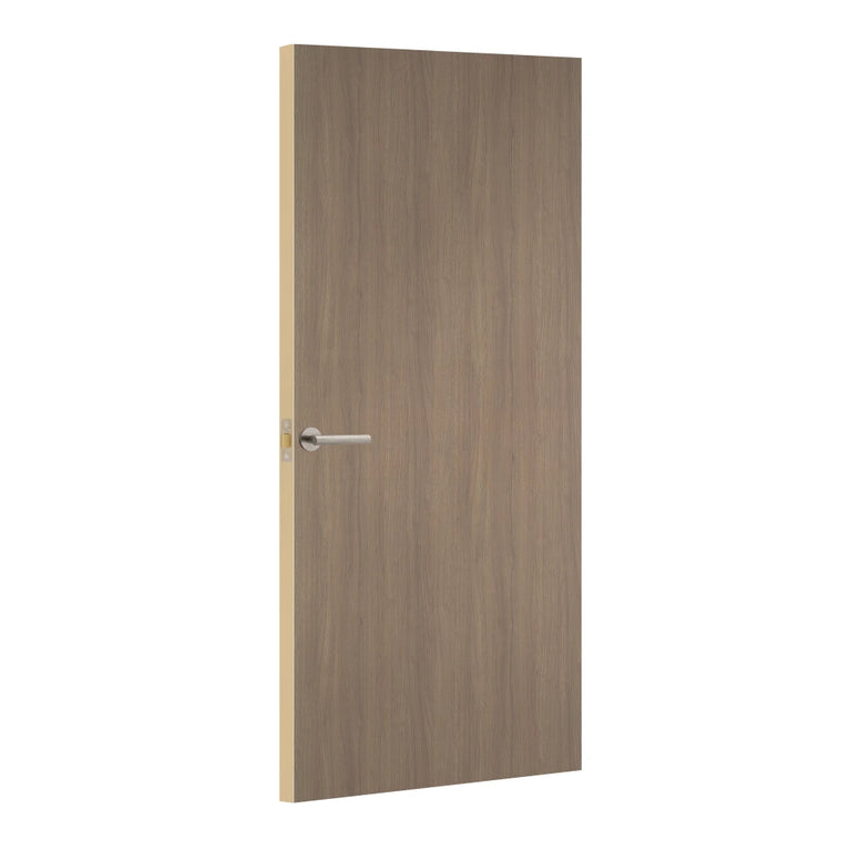 Cetina Walnut Formica laminate door, angled view with light edge lippings