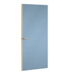 Just Blue Formica laminate door, angled view with light edge lippings