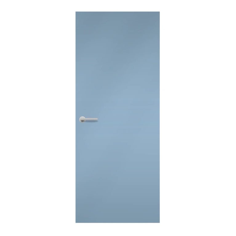 Just Blue Formica laminate door in pure primary blue tone, front view