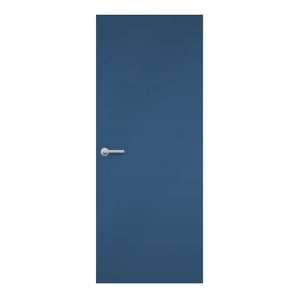 Denim Formica laminate door in soft blue shade, front view