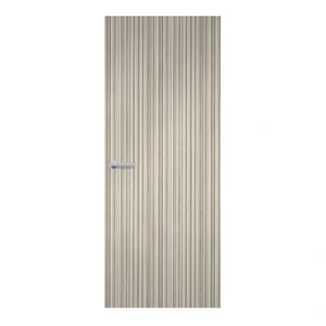 Ashen Ribbonwood Formica laminate door in a textured grey woodgrain, front view