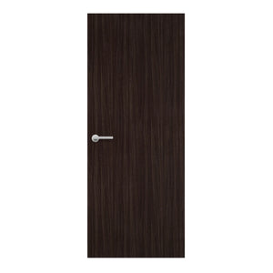 Blackened Legno Formica laminate door in dark textured wood finish, front view