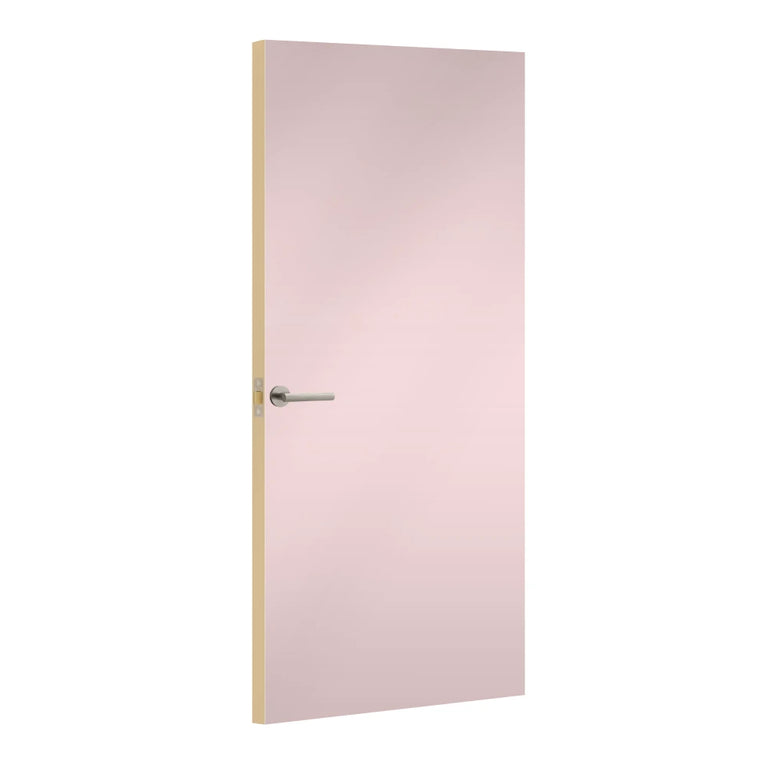 Just Rose Formica laminate door, angled view with light edge lippings