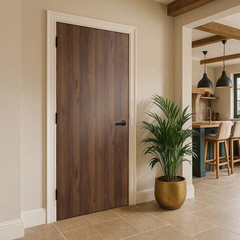 Brown Warmia WalnutEgger laminate door, installed  in kitchen 