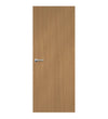 Wooden door with a handle on a white background