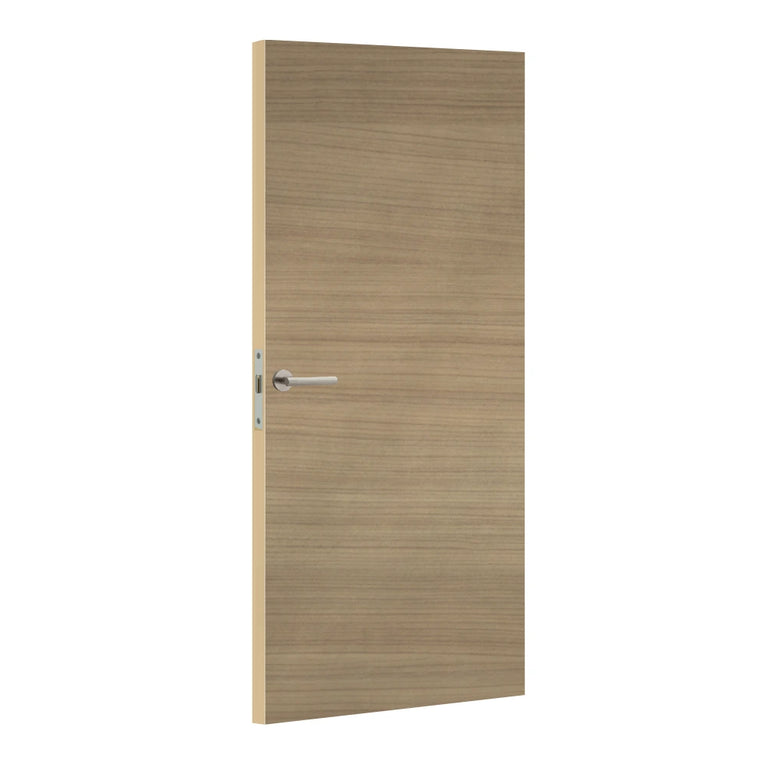 Merisier Horizontal laminate door in a cherrywood-inspired finish, angled view